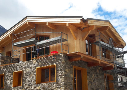 Réalisation d'une charpente sur Tignes Les Boisses